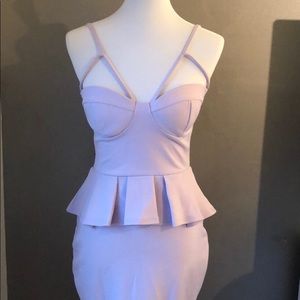 Boohoo Night lilac peplum midi dress